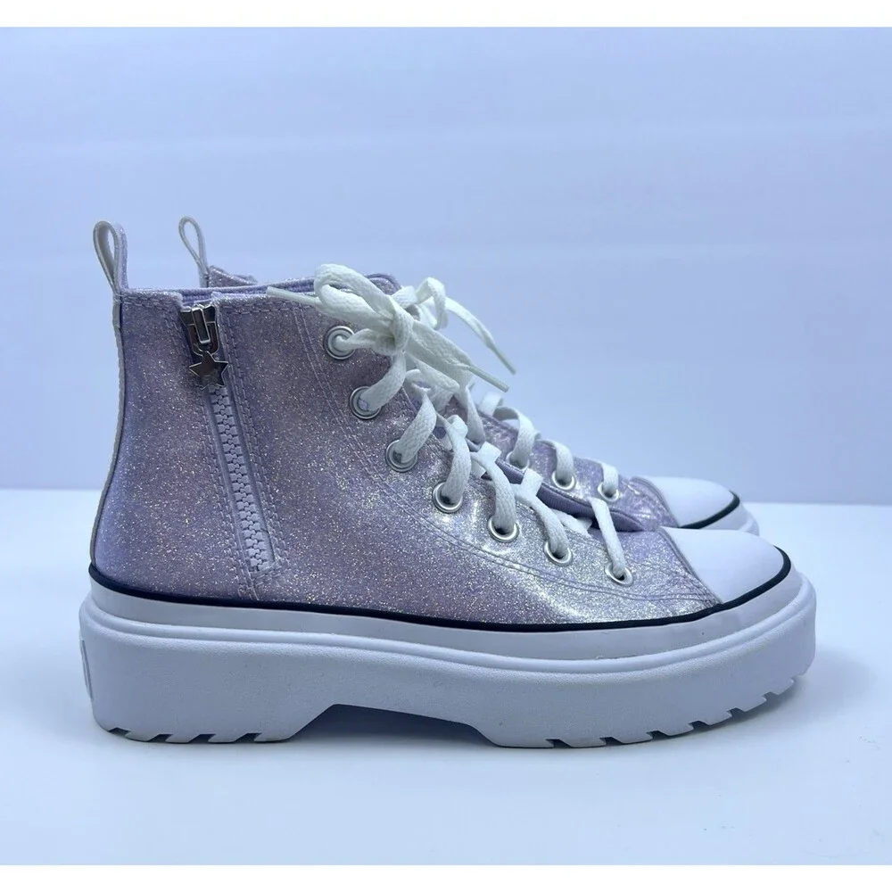 Converse Chuck Taylor Girls Lugged Glitter Platform Shoes Vapor Violet Size 5.5